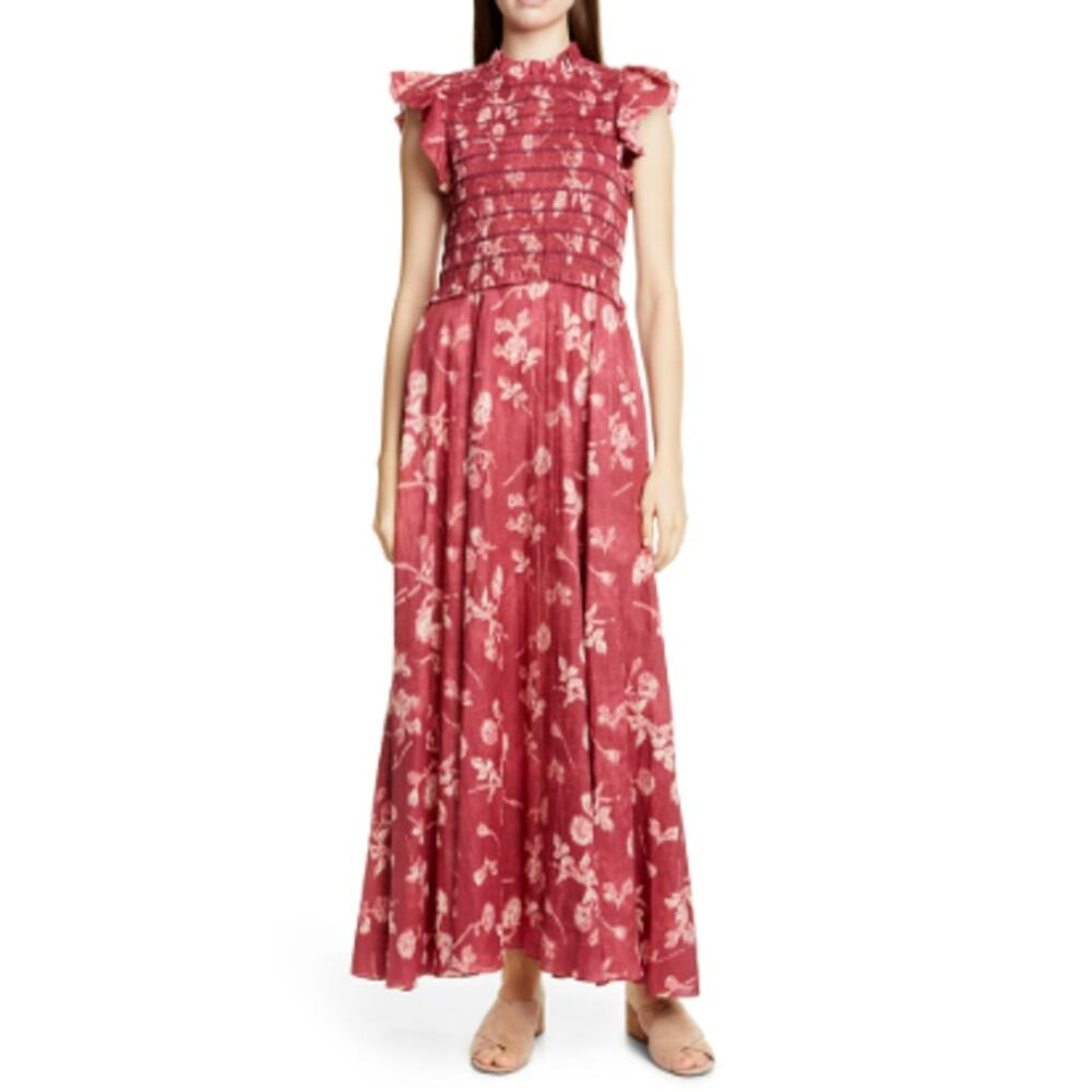 Sea New York Merlot Monet Smocked Dress size 8